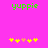 Green 'yuppie' text above two of yellow and peach pixelated flowers on a bright pink background