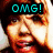 Pixelated image of a person with light brown hair and red lips, overlaid with cyan text and a pink heart shape.