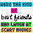 repeated text-based icons featuring 'HERE THE KIND OF best friends WHO LAUGH AT SCARY MOVIES' in varying color schemes with animated pixel changes
