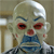 Pixelated cartoon character with pale skin, red eyes, and a blue outfit against a muted background.