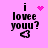 Pixelated pink background with black text 'i lovee youu?' and a pixel heart, featuring four variations of animated pink sparkles above the 'i'.