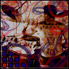 Animated contact sheet showing a drummer in motion with changing drum kit elements and grid patterns across frames.