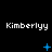 Pixelated text "Kimberlyy" appears above blue star-like symbols on a black background, with visible animation changes across frames.