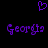 Purple pixelated heart above two identical purple pixelated text strings reading 'Georgia' on a black background.