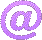 A contact sheet of six animated frames showing a purple @ symbol icon with varying 3D depth and shading effects across different states.