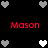 Black background with red text and pixelated heart icons in gray, white, and light gray.
