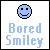Pixelated blue smiley face with varying mouth expressions above 'Bored Smiley' text on white background.