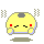 Yellow pixelated character with gray top, red cheeks, and closed eyes in six sequential poses showing hand movements and body shifts.