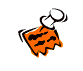 Animated sequence of orange tiger-striped fabric with black stripes and white smoke-like shapes above it, arranged in a pattern across three
