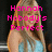 A person with long light brown hair wearing a light blue sleeveless top appears in four with pink text overlays