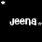 Black background with white text 'jeena' repeated , surrounded by small stars in varying positions and shades of gray