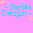 ~Barbie Designs~ text in cyan script on pink background with yellow stars; repeated in a with one gray square in bottom-right corner