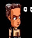 Pixelated character with brown hair and neutral expression, white square particles floating upward against black background, red shape at bottom expanding from left to right.
