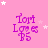Pink background with white stars and purple text reading 'Iori Loves P5' in a of repeated icons