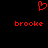 Red pixelated heart symbol above two instances of the word 'brooke' in red lowercase letters on a black background.