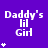 Purple background with repeated white text "Daddy's lil Girl" and varying numbers of small white asterisks in a