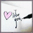 Animated icon shows pink heart, black pen drawing text "I love you" on white background with blue and gold decorative elements.