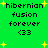 Green background with yellow stars and black text reading "hibernian fusion forever <33" in two identical vertical