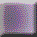 Two side-by-side pixelated with a gray border; left shows abstract purple and blue patterns, right adds an orange circle with red X symbol