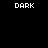 Two identical pixelated white text 'DARK' on black background, side-by-side, static display.