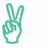 Green peace sign hand icon, pink heart with striped texture, black background with white 'jones' text and blurred figures.