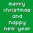 Four pixelated display 'merry christmas and happy new year' text in white on green, brown, red, and olive backgrounds