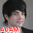 A four- shows a person with black hair and dark clothing against a gray background, with red text labels in the top