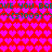 Red background with repeating pink heart pattern and teal text reading "LOVE YOU BABE" and "XC310093" in pixelated font.