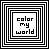 12 square icons with 'color my world' text, each featuring nested borders in varying color combinations including black, white, red, yellow, green, blue, orange, and cyan