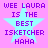 Pixelated text and star graphic on pink background with purple lettering.
