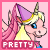 Animated pixel art unicorn icon with pink background and 'PRETTY' text, showing subtle facial expression changes across frames.