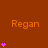 Brown background with orange 'Regan' text and pink heart icons in varying vertical arrangements.
