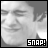 25 identical grayscale images showing a person's face with the word "SNAP!" in cyan text at the bottom, each frame displaying slight variations in facial expression and image clarity