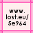 Two identical pixelated images of a URL displayed within a pink border, each showing www.lost.eu/5e964 in black text on a light background