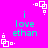 A static image with a bright pink background displays repeated cyan text "i love ethan" and white pixelated square patterns at corners and edges.