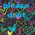 Pixelated heart pattern with blue text reading 'please dont play with me my paper heart will bleed' over a dark background.