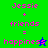 Pixelated text and star symbols on green and blue backgrounds with pink text.