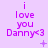 nine identical purple text-based icons on a light purple background, each displaying "i love you Danny<3" with small decorative symbols below