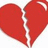 A static image shows a broken red heart on a white background, with pixelated blue text on a bright pink background asking why a kiss ended this way.