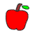 Two red apple icons with brown stems and green leaves, side-by-side on white background.