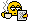 A 5x5 contact sheet of pixel art frames showing a yellow cartoon character holding a steaming cup and paper, with subtle facial expression changes across sampled animation frames.