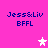 Pixelated text 'Jess&Liv' and 'BFFL' on bright pink background with white and light pink stars.