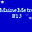Blue background with repeating white text 'Maine Metr' and '#13', scattered stars in light blue, gray rectangle at bottom right.