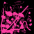 Animated contact sheet of 20 frames showing a pink and black pixelated design with changing text overlays on a dark background.