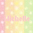 Pixelated pastel-colored icon with text overlays, featuring pink borders and star-like patterns on a yellow-green background.