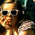 Pixelated image of a person with sunglasses and a green bow, next to text reading 'panda!' on a white background.