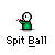 Pixelated green-shirted figure with white head holding red-and-white striped object, displaying text bubbles and changing props across frames.
