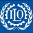 Circular blue icon with white stylized text 'ILO' at center, surrounded by a white floral or leafy wreath pattern on a blue background.