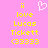 Pixelated yellow text and symbols on a solid pink background, with two identical side-by-side layouts featuring 'ii', 'love', 'Lucas', 'Tickett', '<33333' and a white heart symbol.