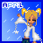 Pixel art of a blonde doll with pigtails holding a star-shaped lantern against a blue sky background, displayed in four